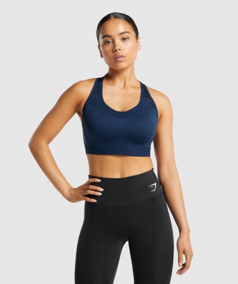 Women's Gymshark Open Back Sports Bra Navy | NZ 8OZHTF